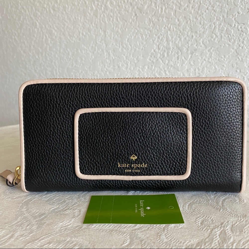 Kate spade framed black pebble leather wallet